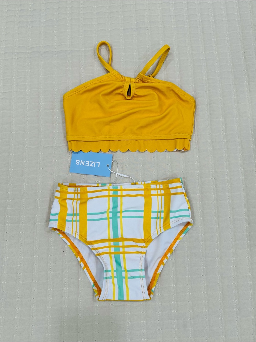 Toddler Girls Yellow Scalloped Bikini Set Size 2-3T